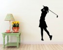 Girl Playing Golf Silhouette Modern Wall Art Sticker